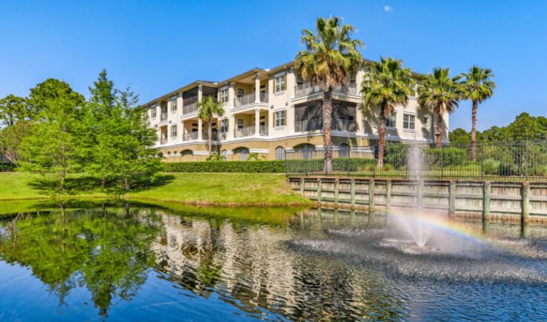 building with waterview and fountain